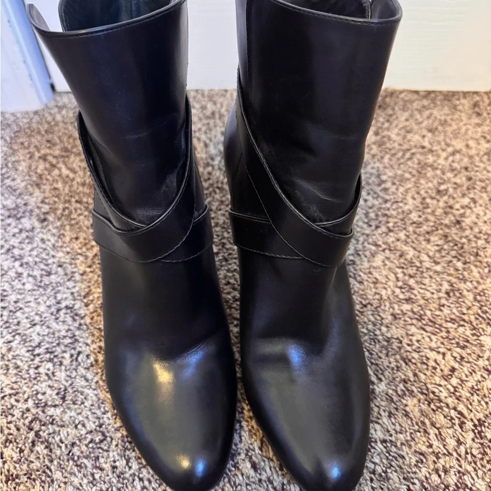 Christian Dior Black Ankle Leather Boots w Silver Buckle Size 40 - Picture 12 of 16